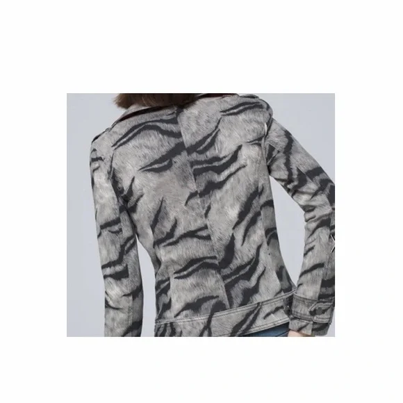 White House Black Market Animal Print Moto Jacket - Picture 8 of 8